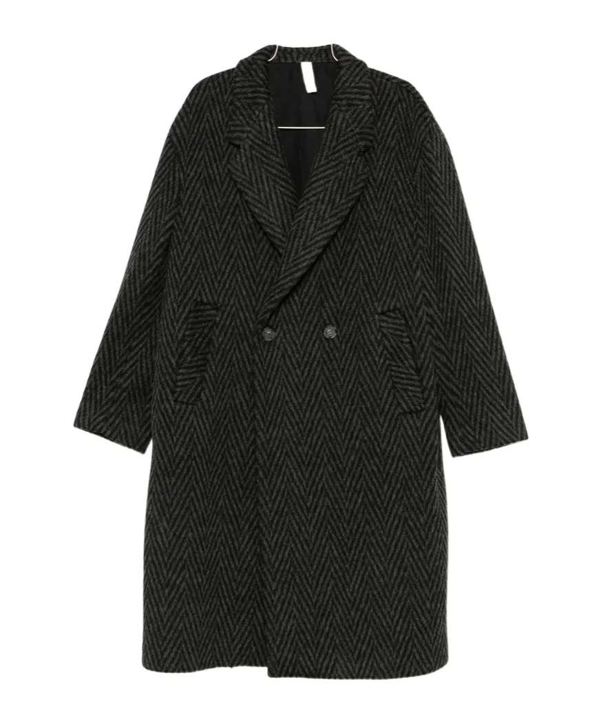 Double-Breasted Herringbone Coat