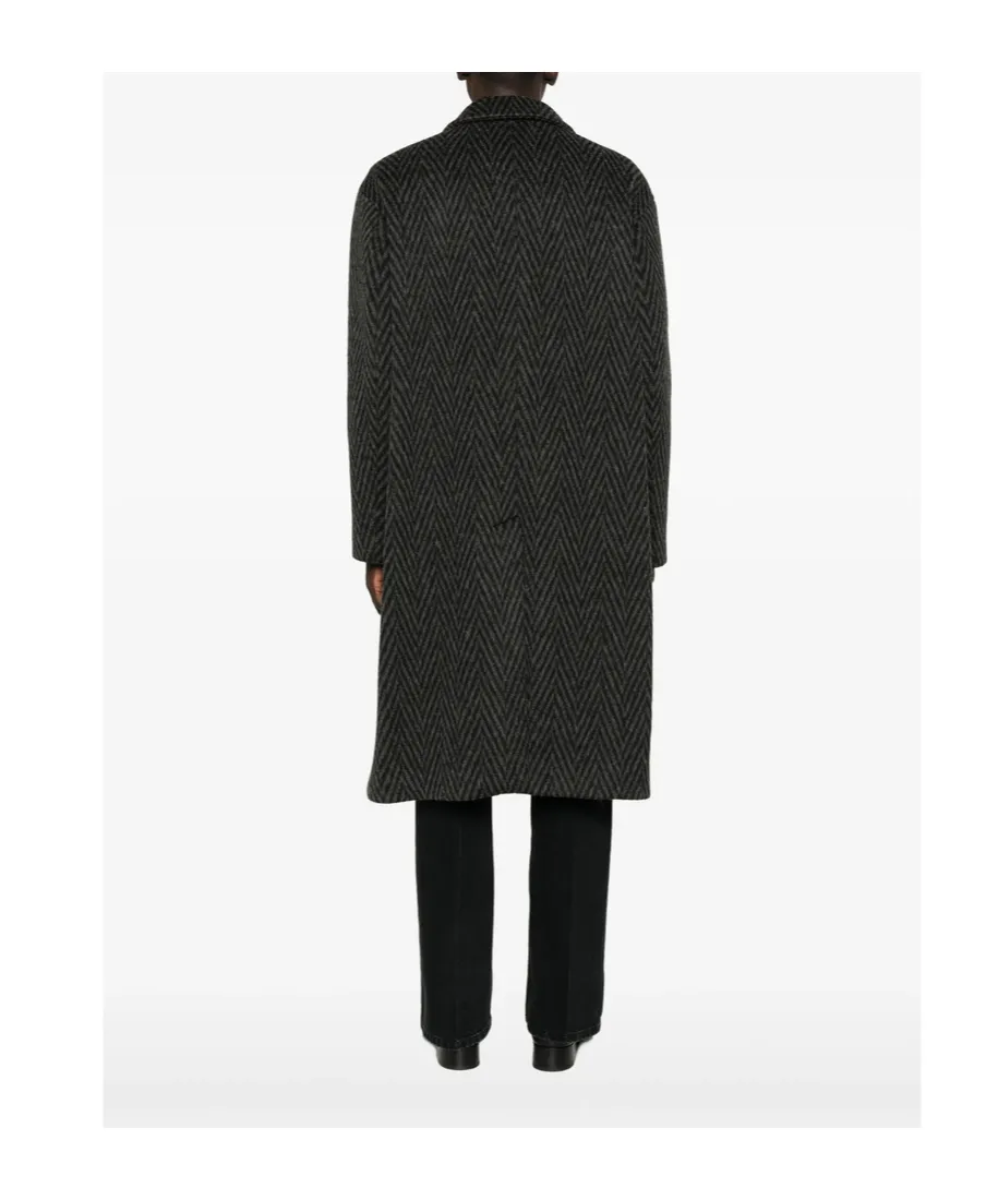 Double-Breasted Herringbone Coat