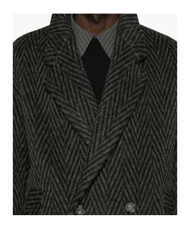 Double-Breasted Herringbone Coat