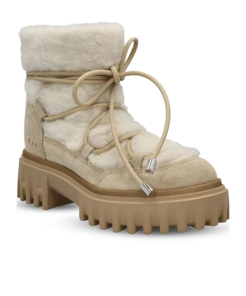 Lace-Up Shearling-Trim Boots