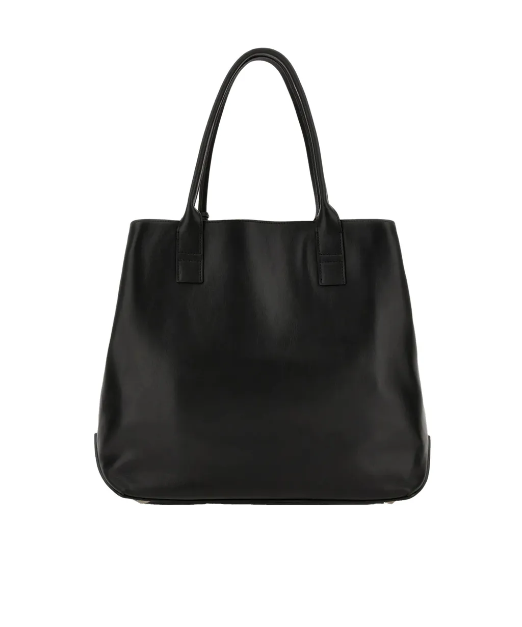 Medium Script Leather Tote Bag