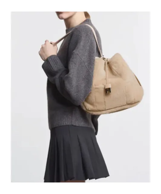 Magnetic-Closure Leather Tote Bag