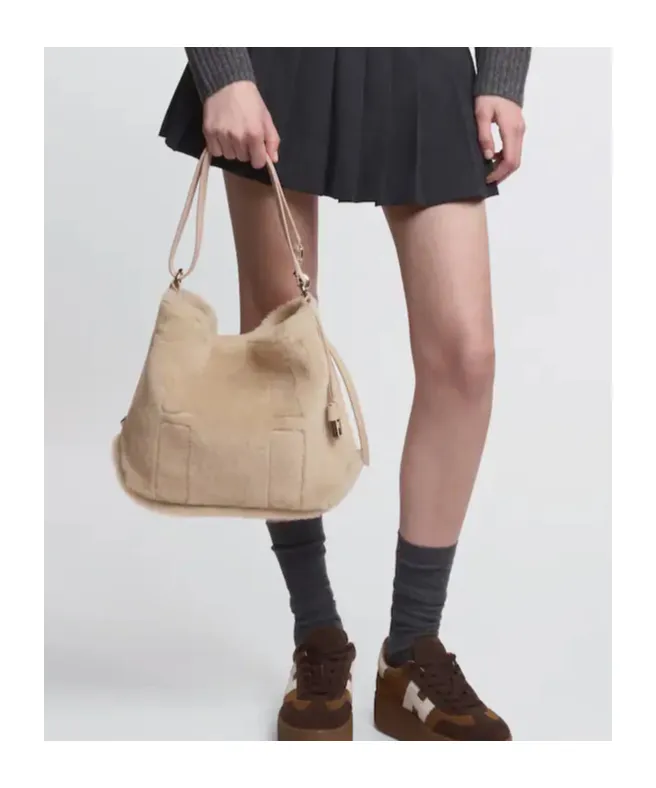 Magnetic-Closure Leather Tote Bag