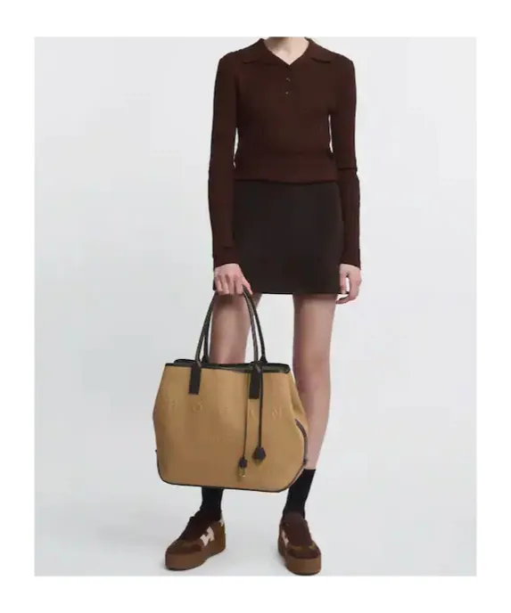 Logo Embossed Medium Script Tote Bag