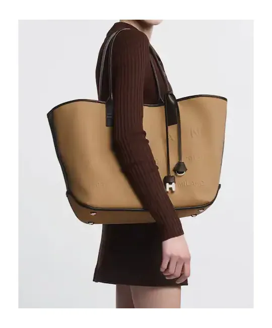 Logo Embossed Medium Script Tote Bag