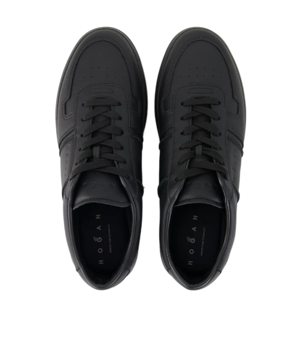 H668 Leather Lace-Up Trainers