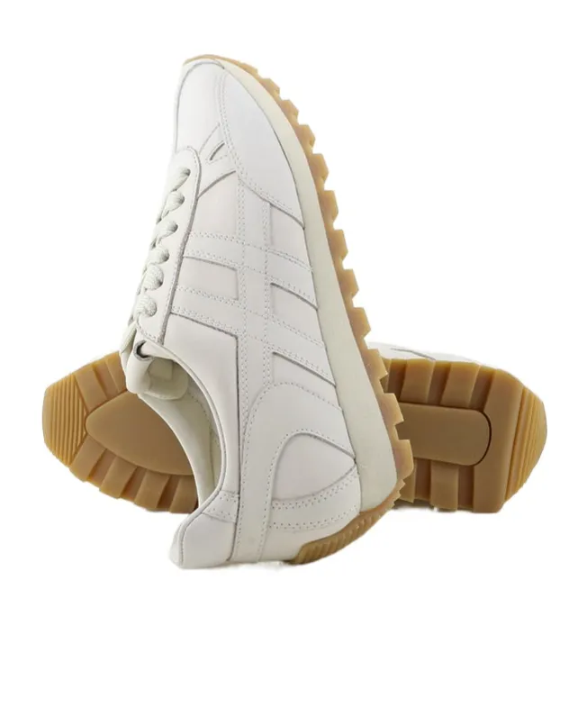 Embossed-Logo Leather Sneakers