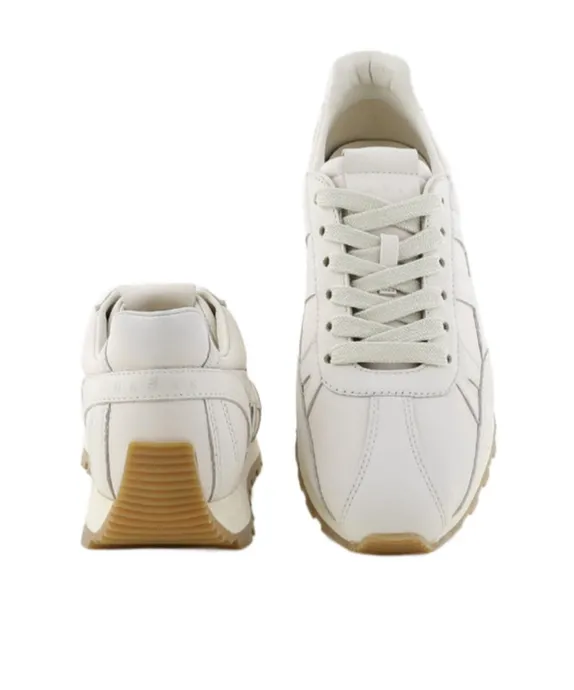 Embossed-Logo Leather Sneakers