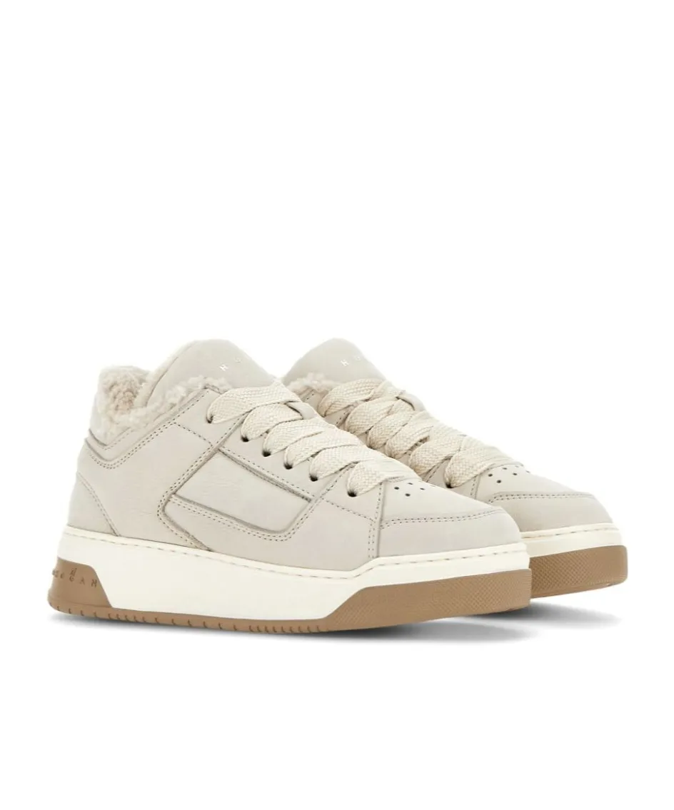 H667 Faux-Shearling Lace-Up Sneakers