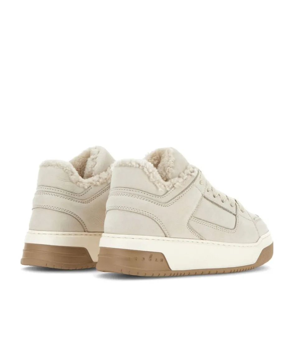 H667 Faux-Shearling Lace-Up Sneakers