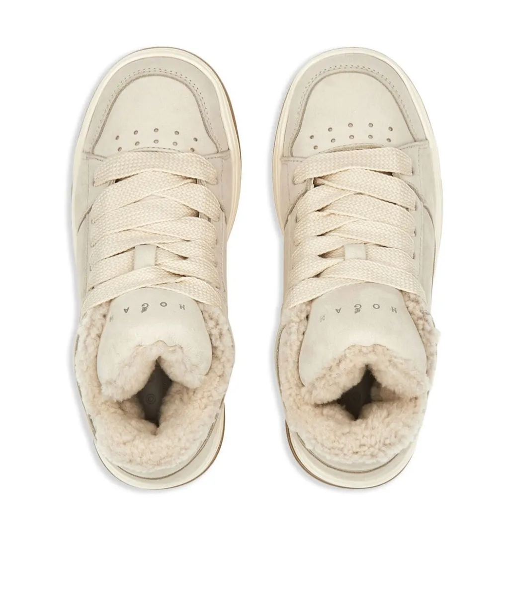 H667 Faux-Shearling Lace-Up Sneakers