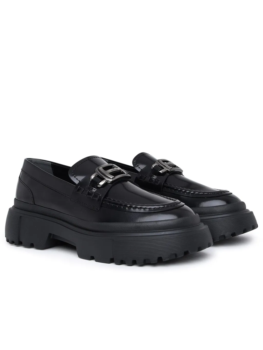 Logo Plaque Round-Toe Loafers