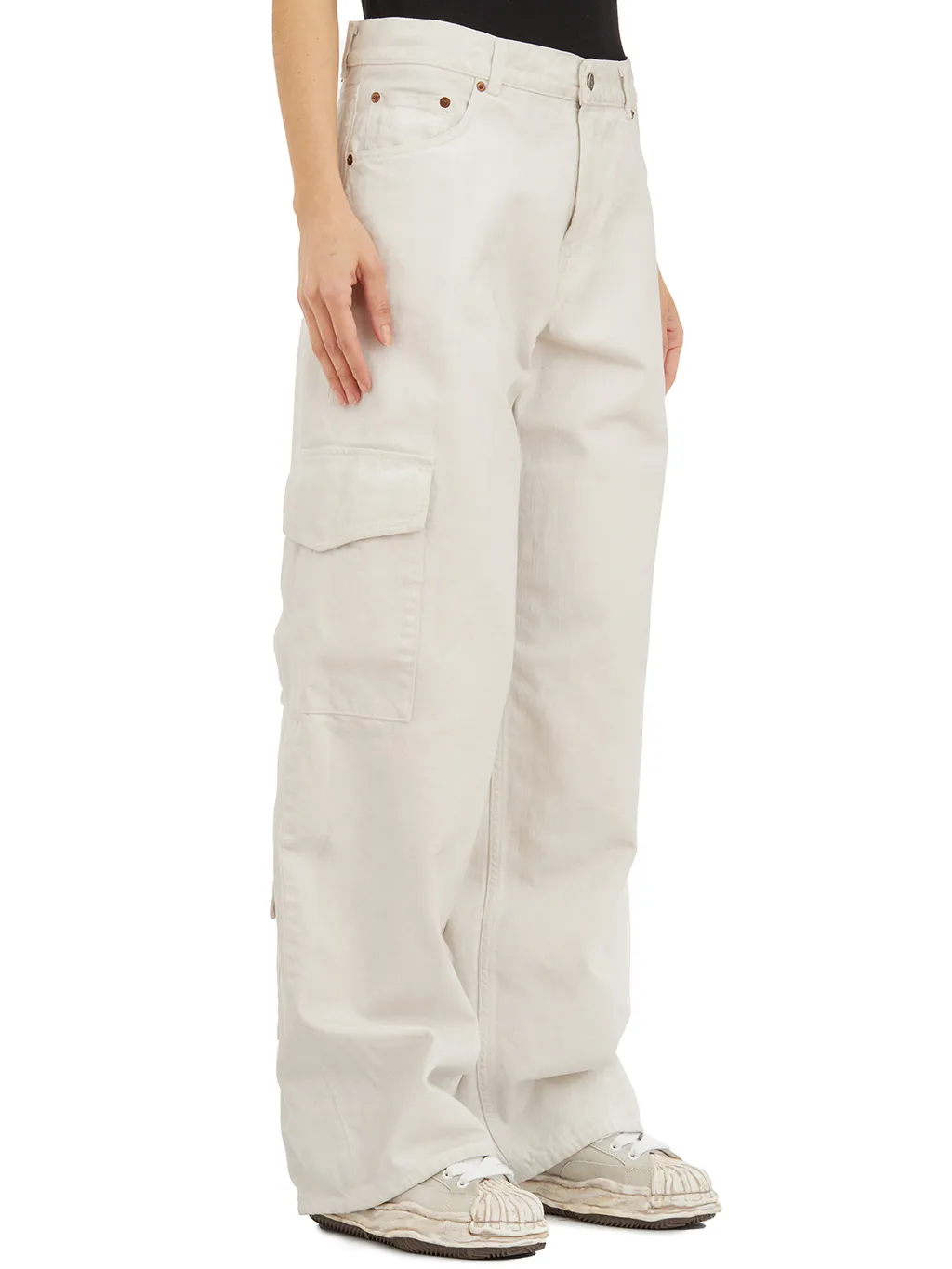 Wide-Leg Denim Cargo Trousers