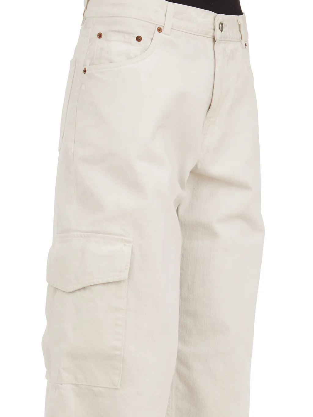 Wide-Leg Denim Cargo Trousers