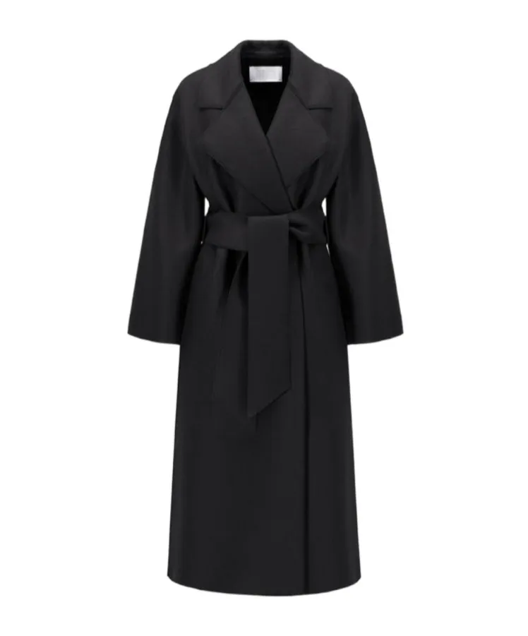 Belted Clutch Coat Pressed Wool