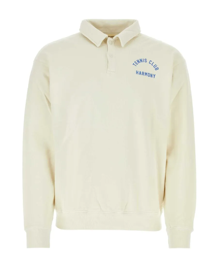 Logo-Printed Long-Sleeved Polo Shirt