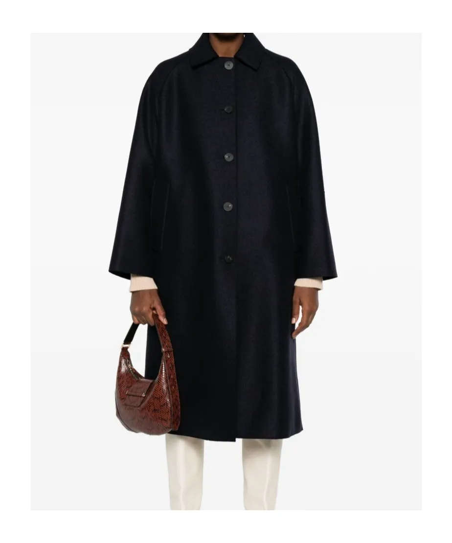 Button-Front Raglan-Sleeve Coat