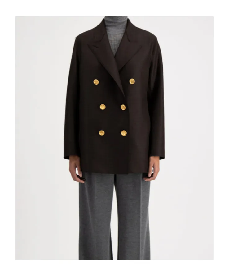Slouchy Peacoat Pressed Wool