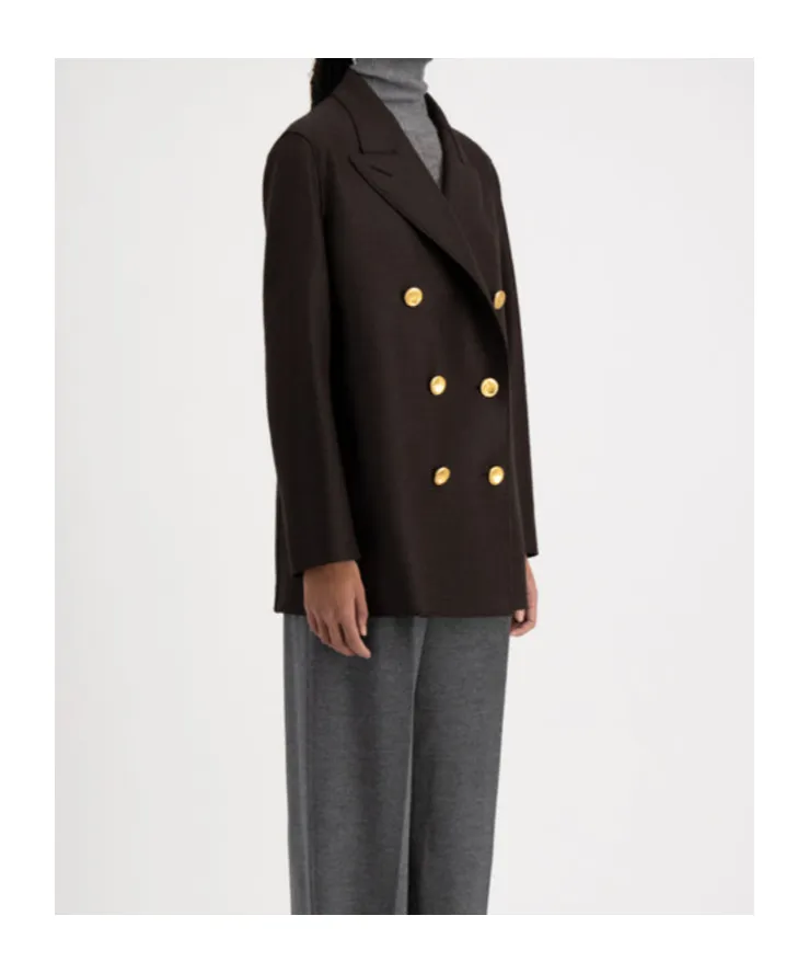 Slouchy Peacoat Pressed Wool
