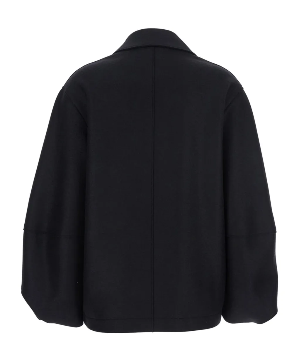 Wide Collar Puff Sleeve Coat