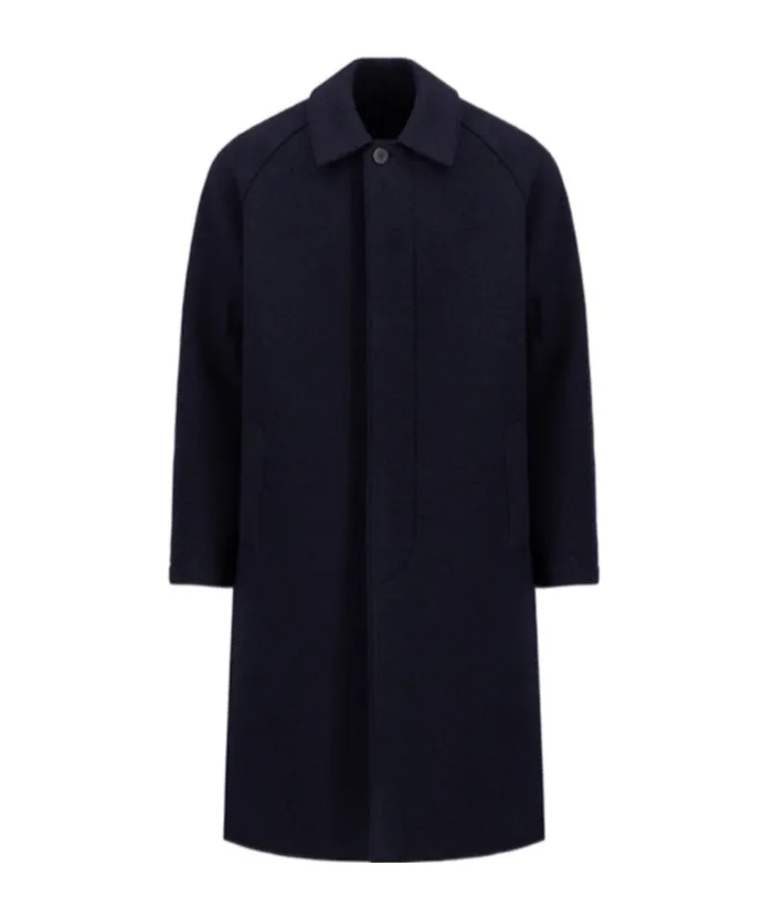 Raglan-Sleeve Buttoned Coat