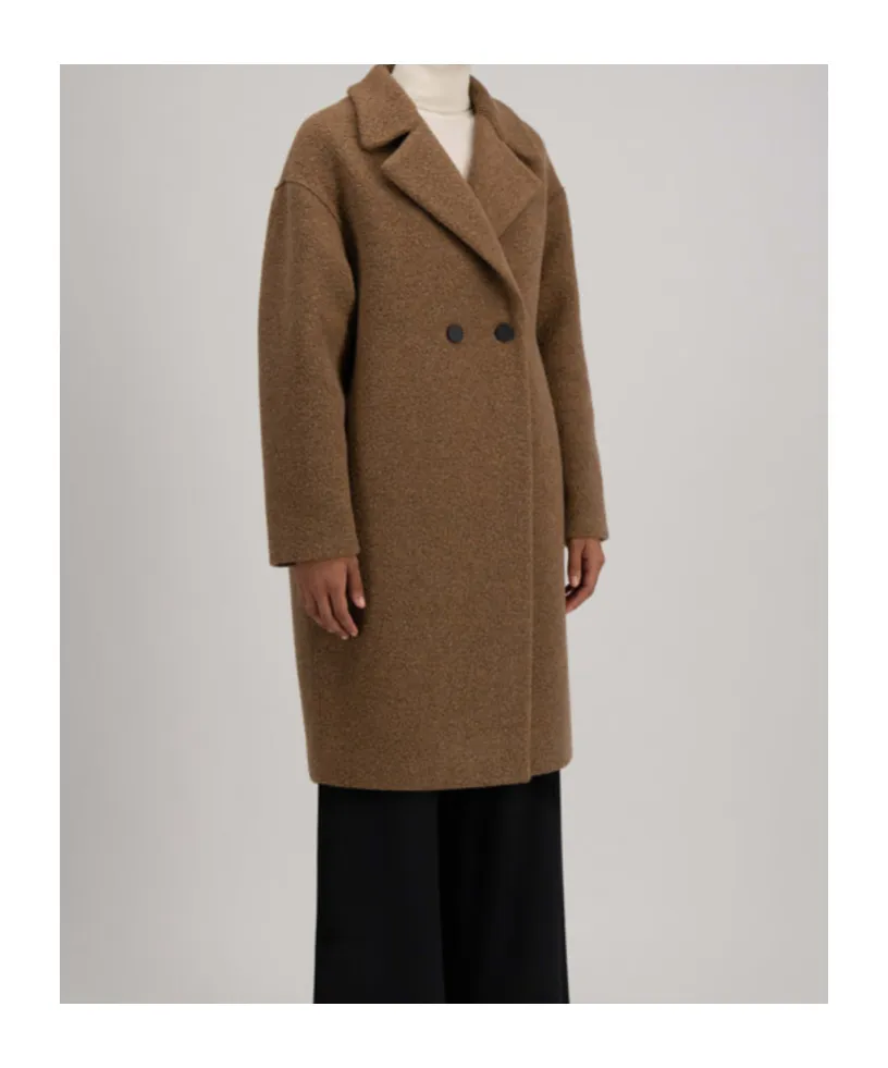 Bouclé Double-Breasted Coat