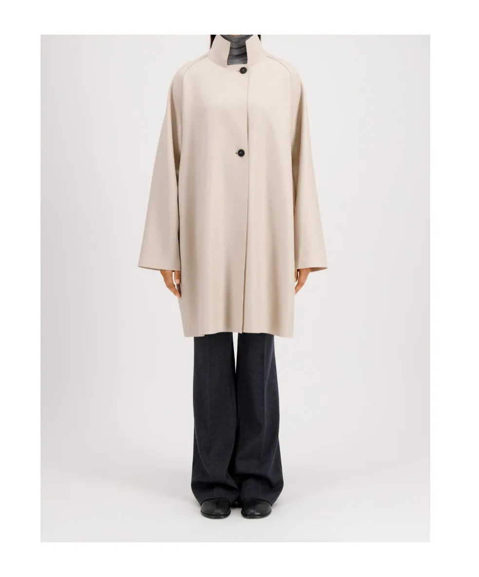 Raglan-Sleeve Button Coat