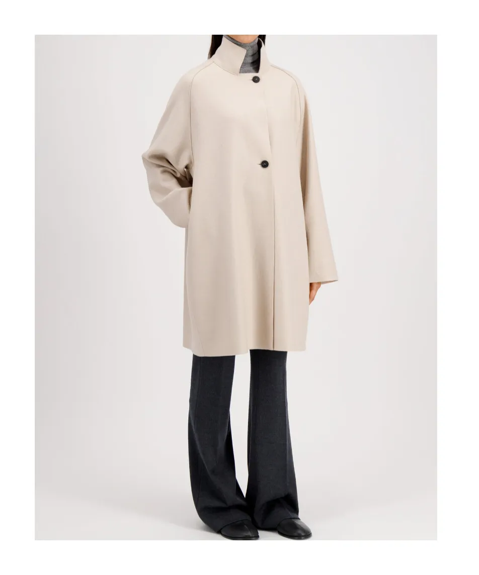 Raglan-Sleeve Button Coat