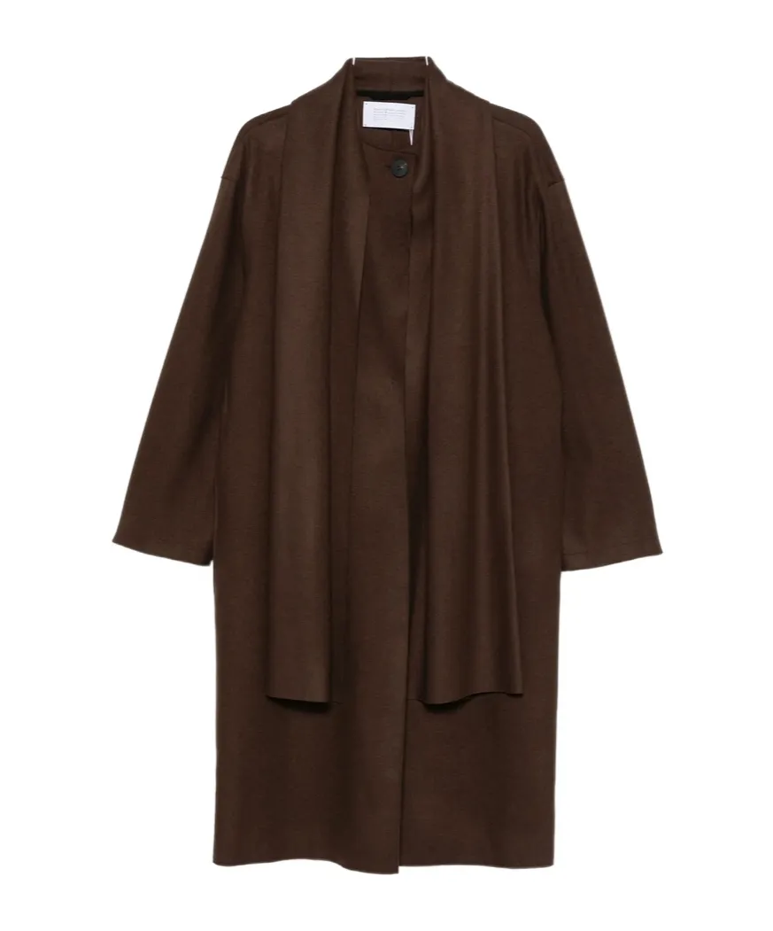 Scarf Button-Fastening Coat