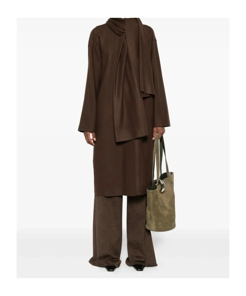 Scarf Button-Fastening Coat