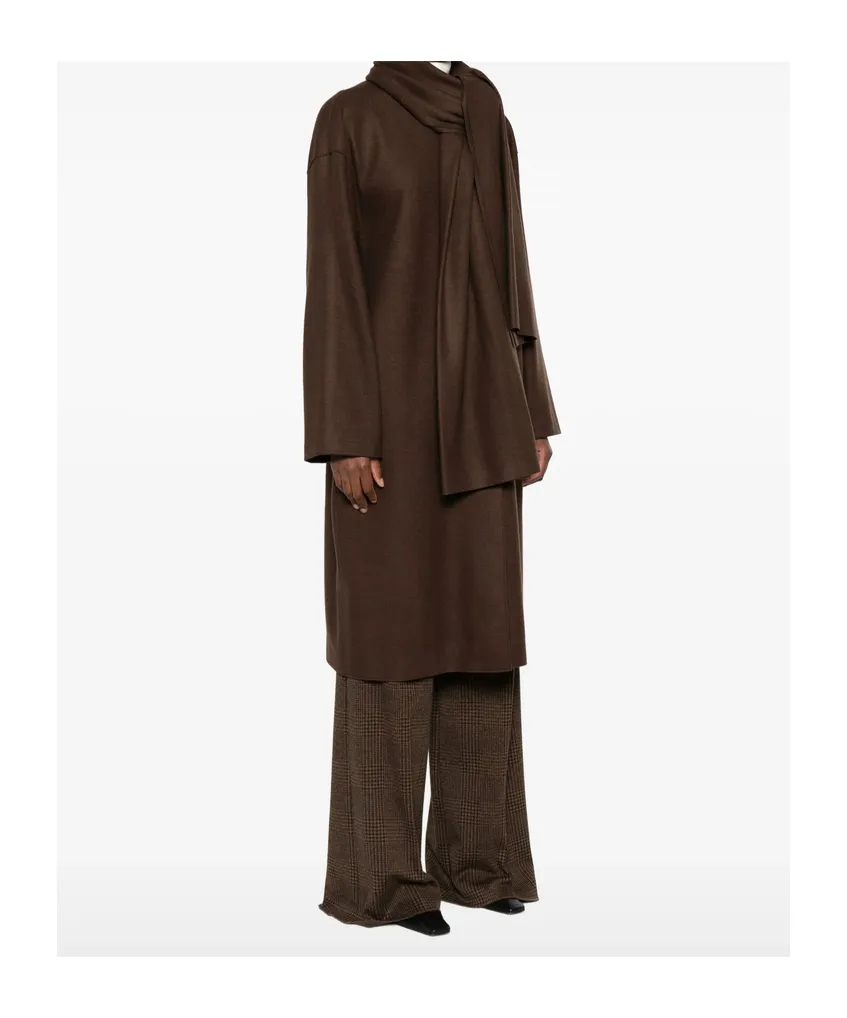 Scarf Button-Fastening Coat
