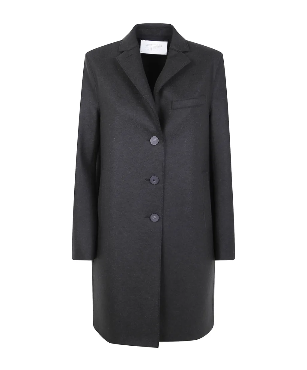 Button-Fastening Wool Coat