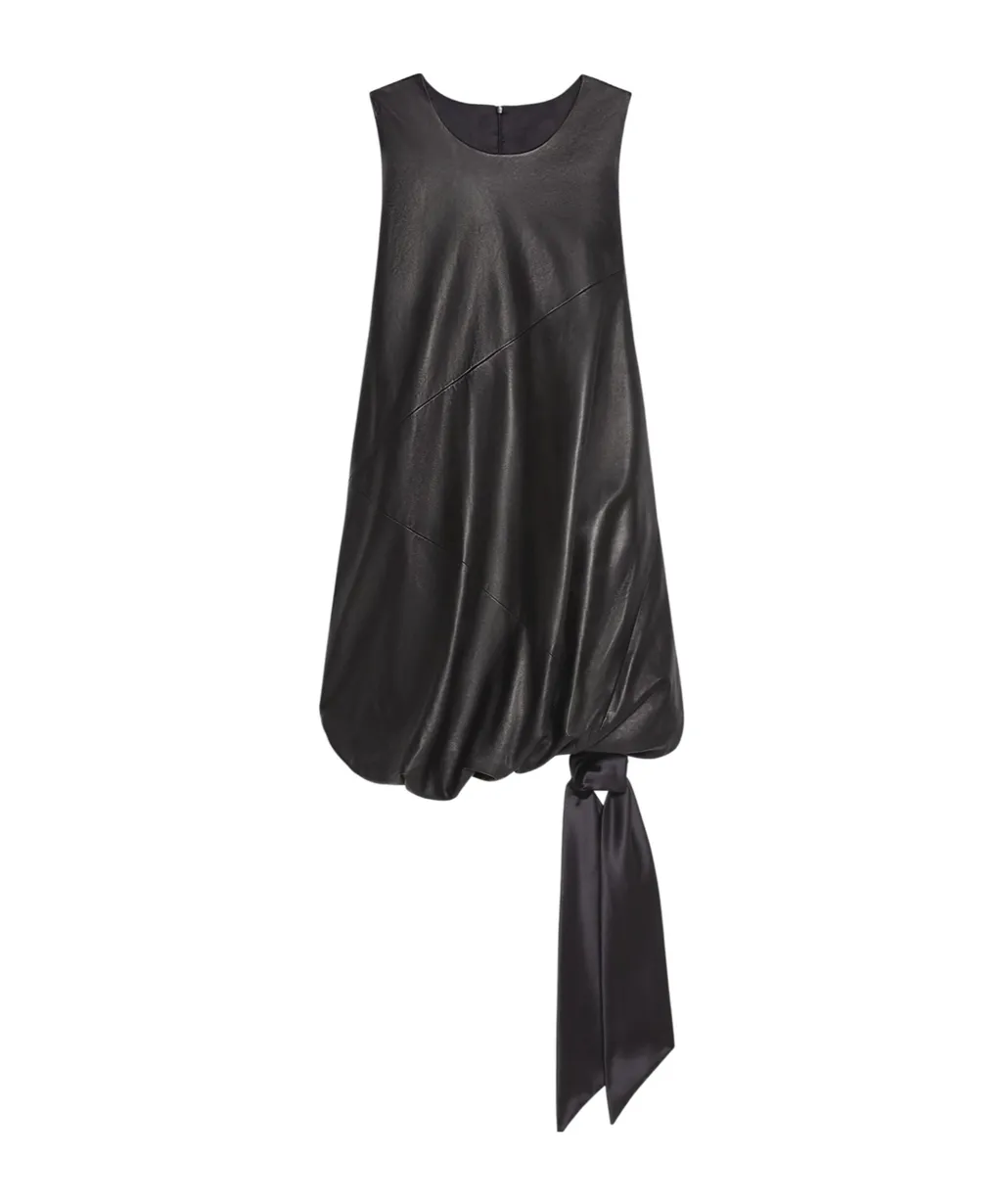 Leather Puffball Minidress