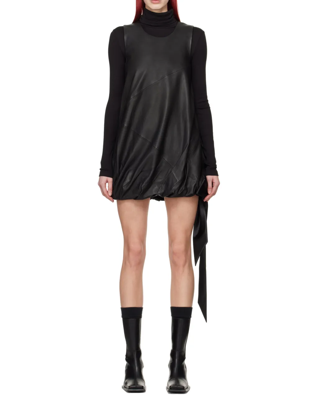 Leather Puffball Minidress