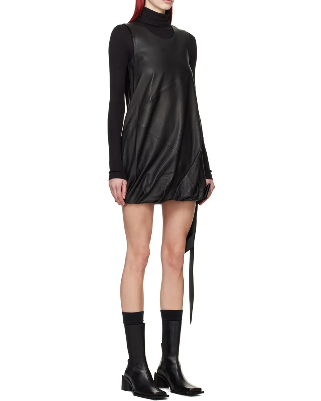 Leather Puffball Minidress