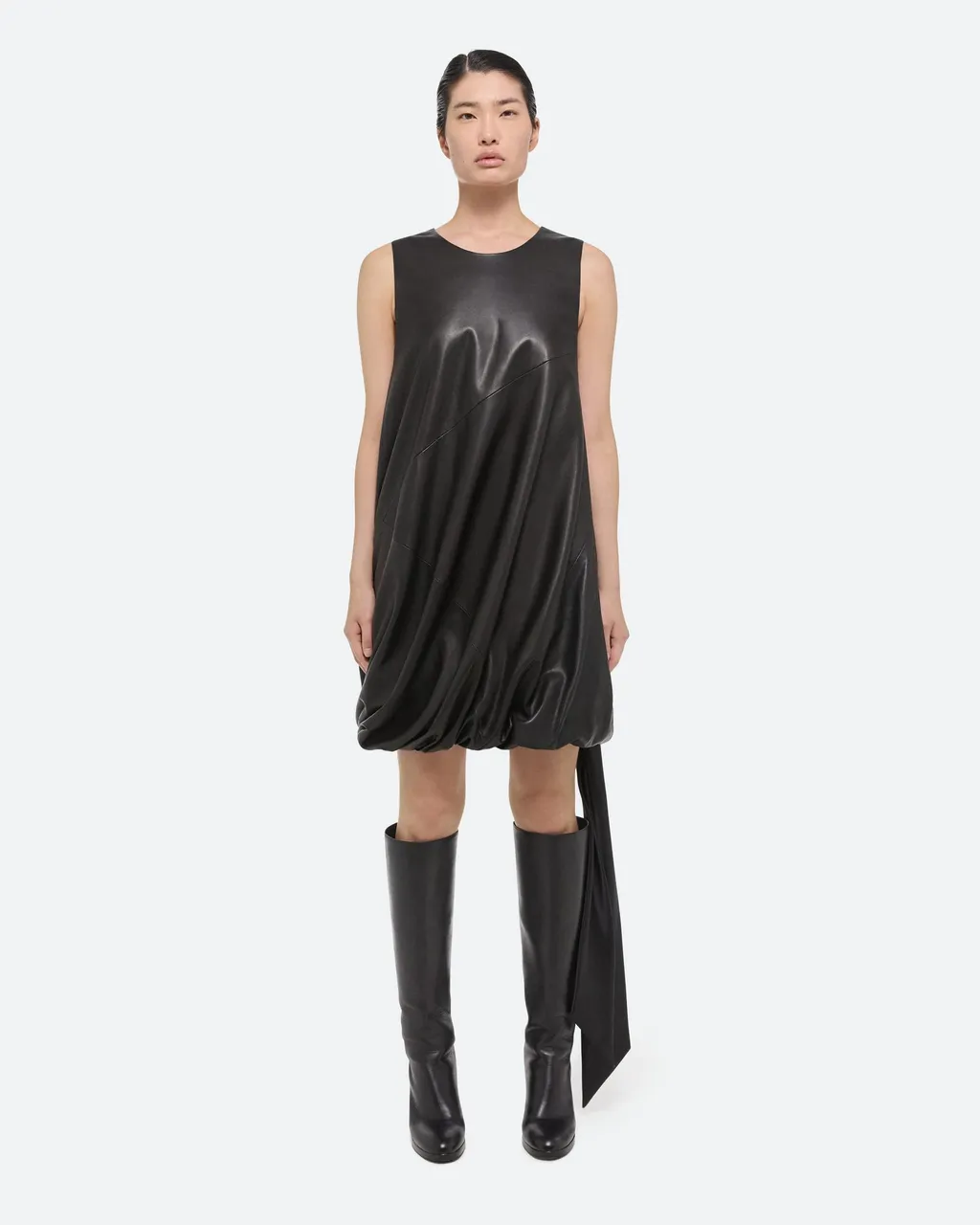 Leather Puffball Minidress