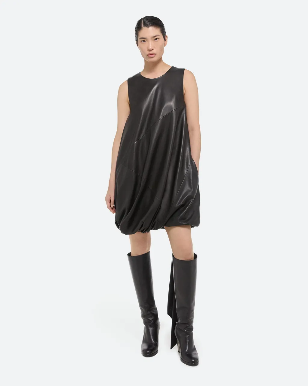 Leather Puffball Minidress