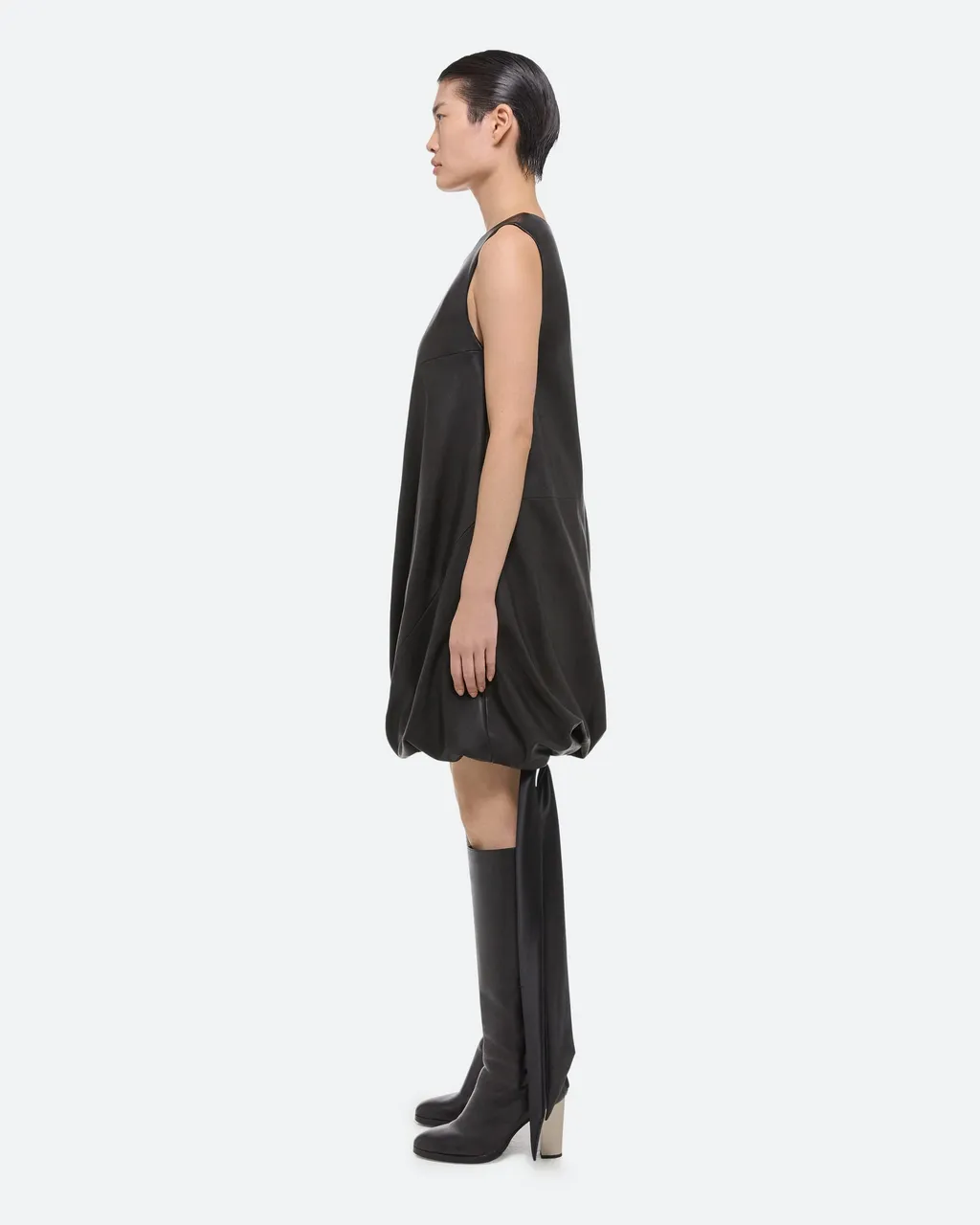 Leather Puffball Minidress