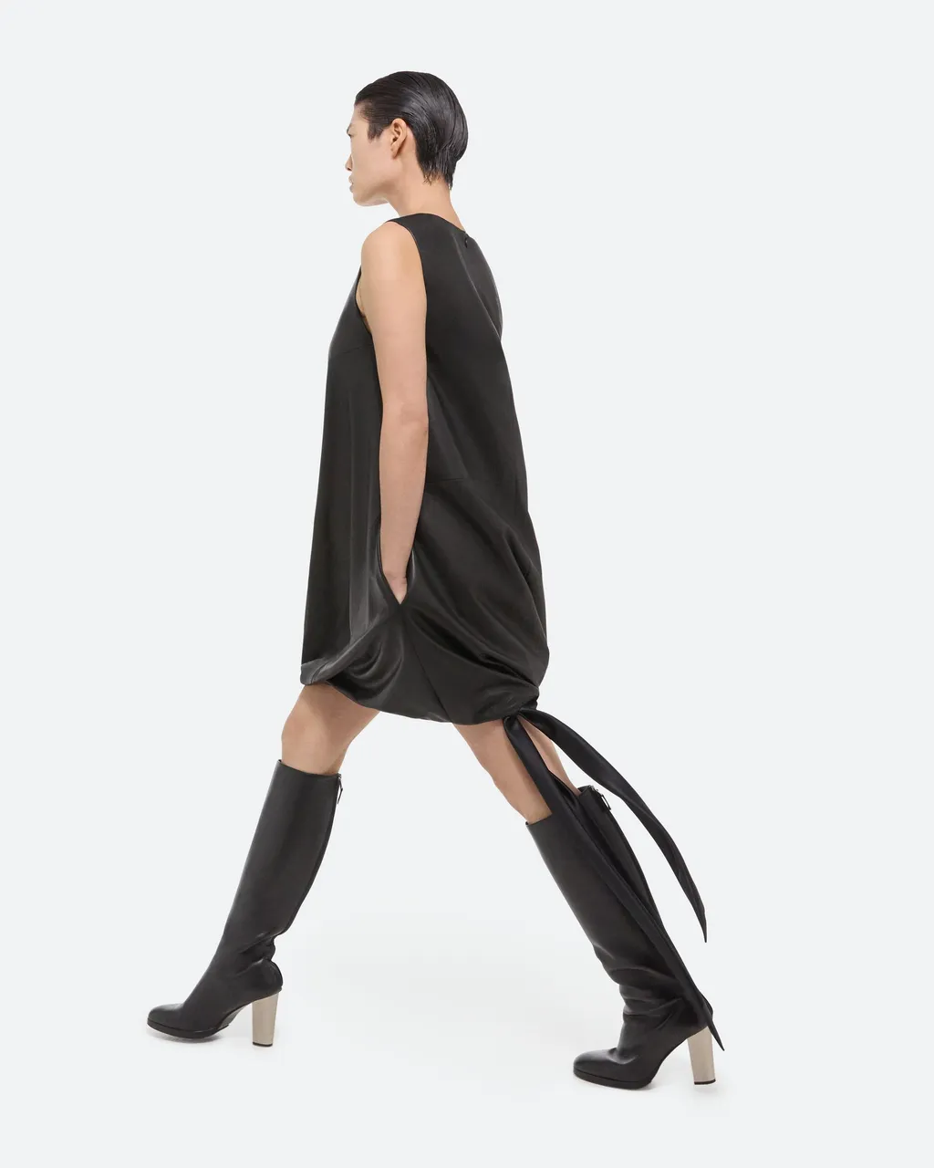 Leather Puffball Minidress