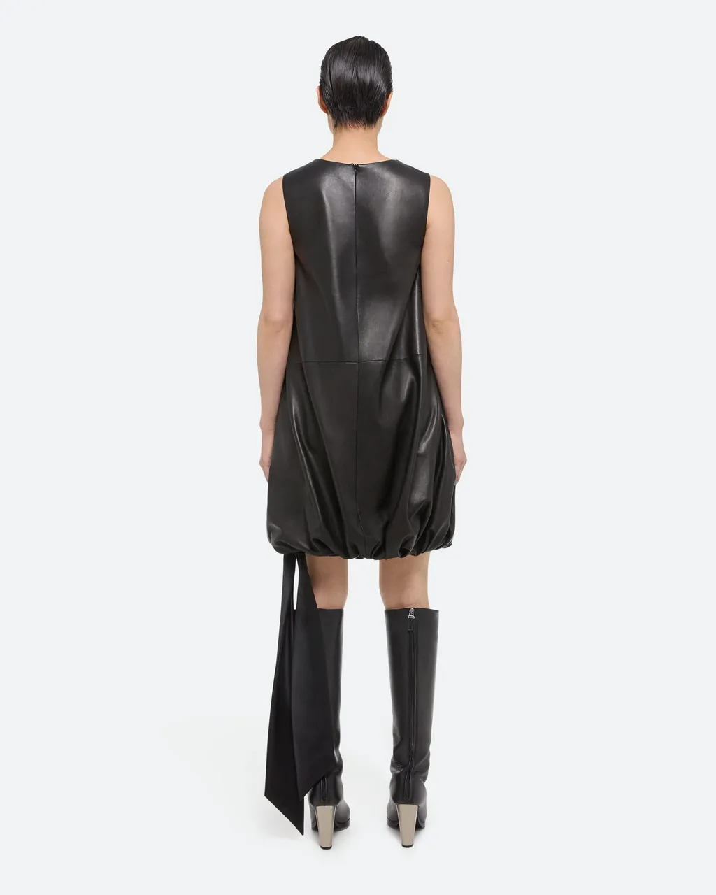 Leather Puffball Minidress
