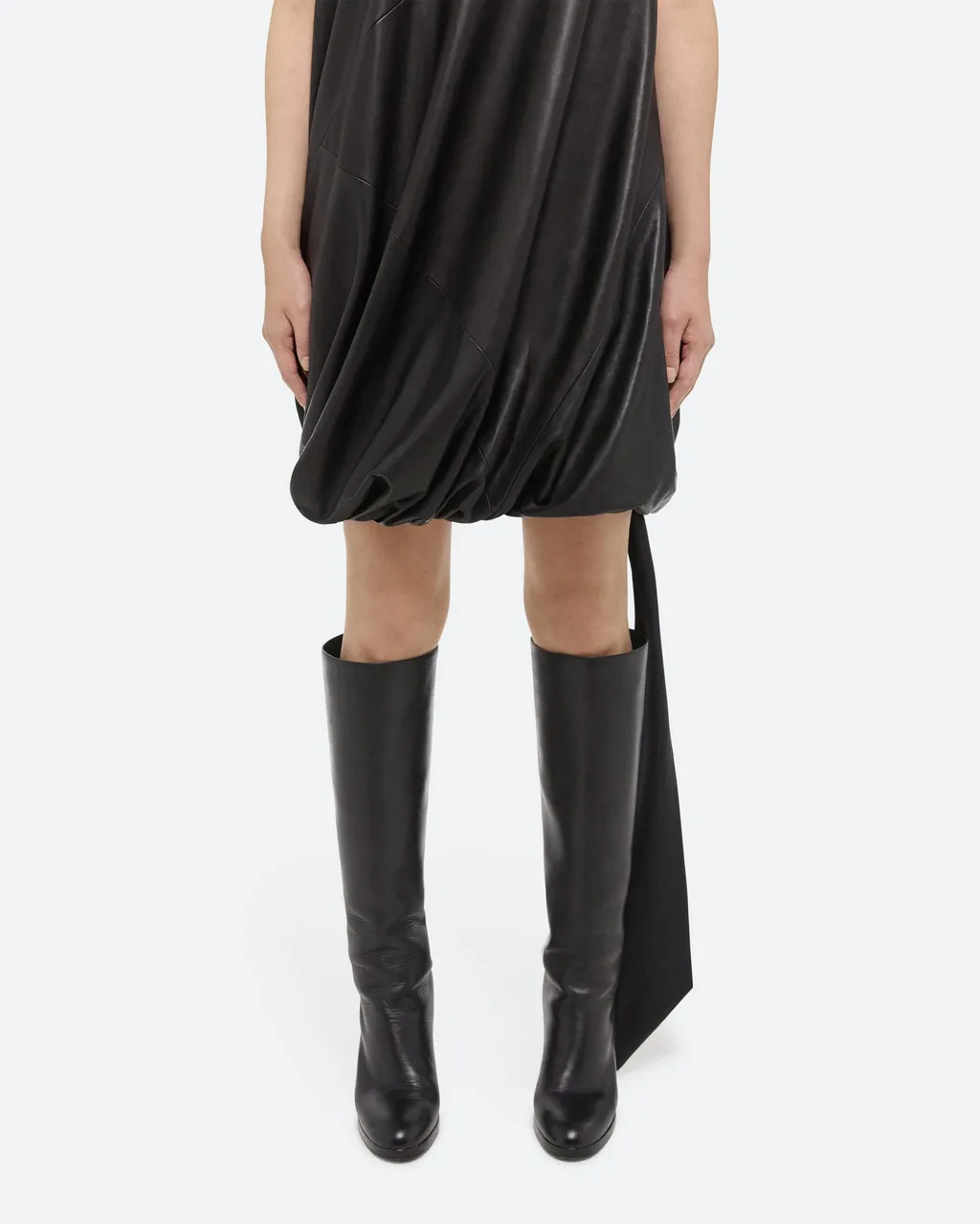 Leather Puffball Minidress