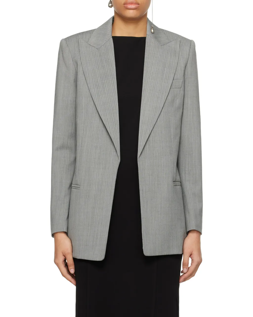 Peak-Lapel Single-Breasted Blazer