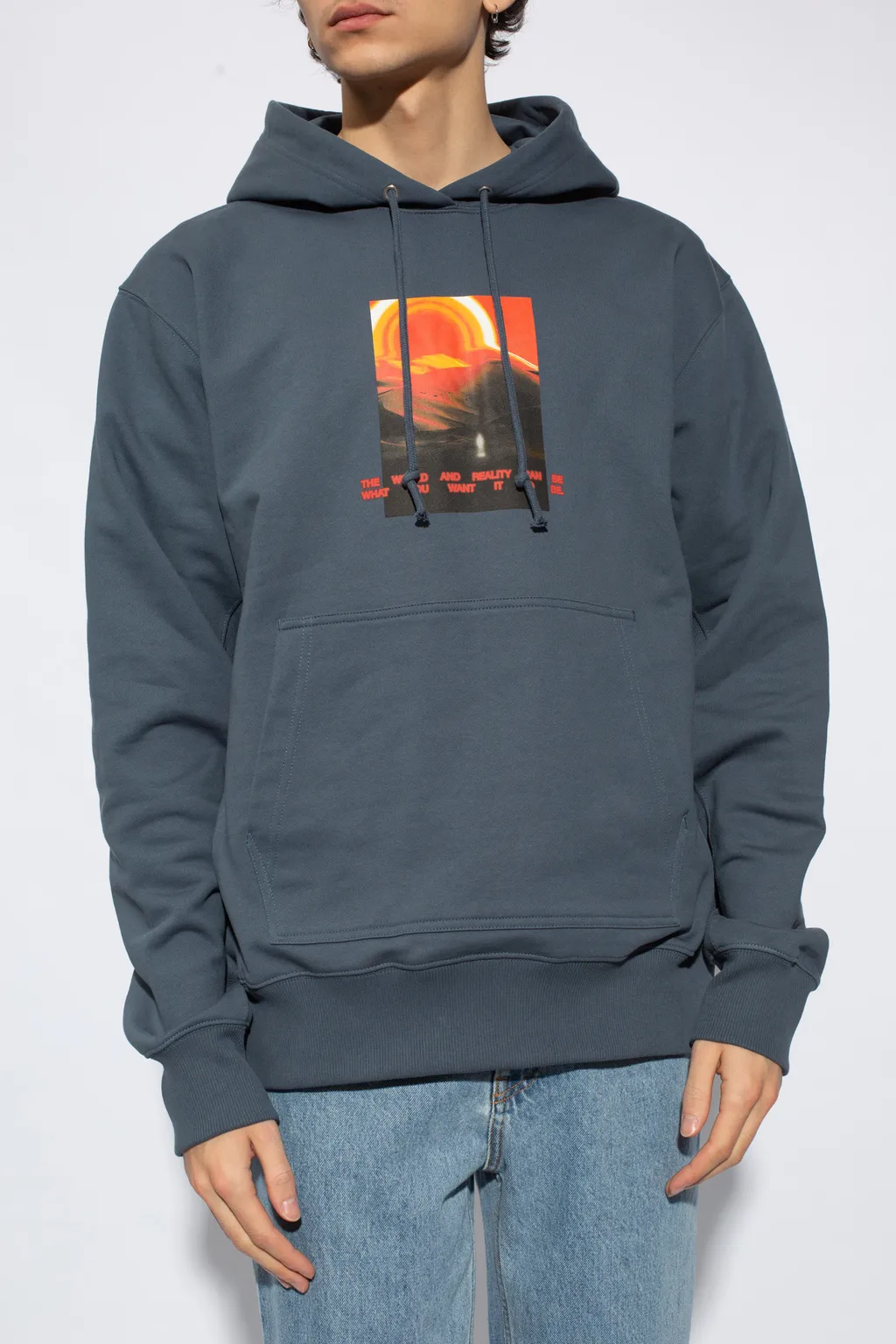 Graphic Printed Drawstring Hoodie