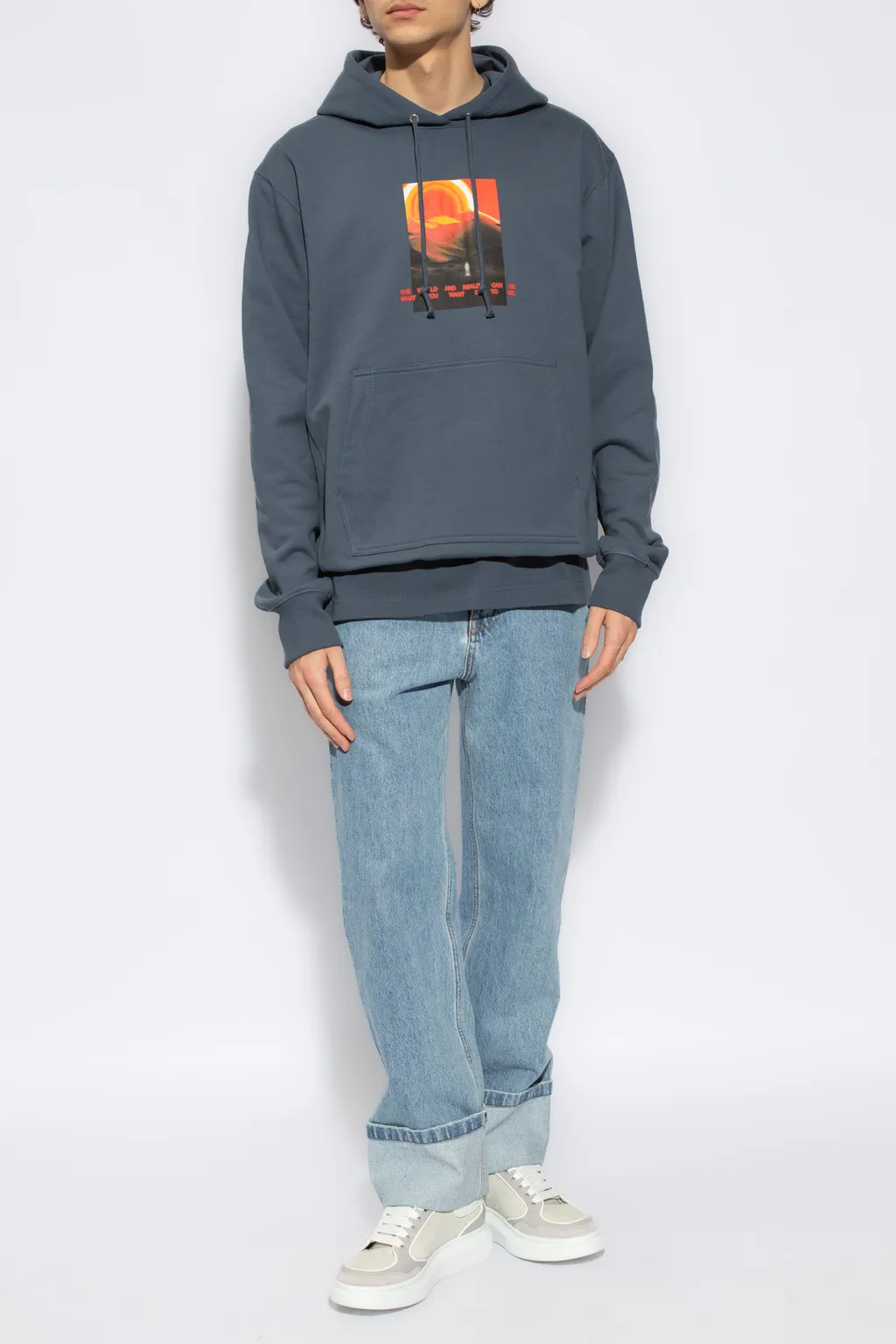 Graphic Printed Drawstring Hoodie