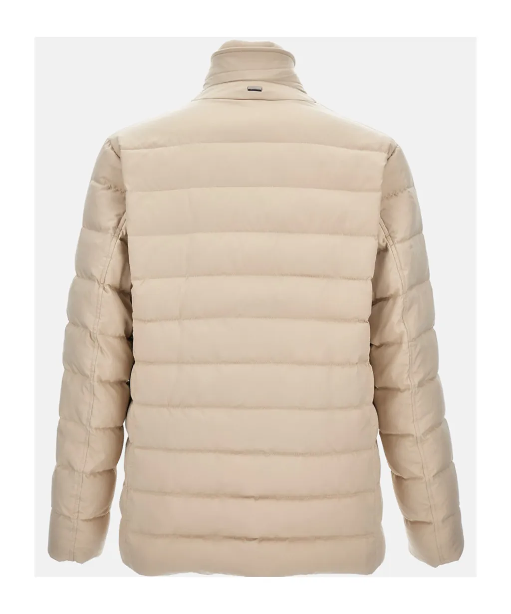 Quilted Long-Sleeved Down Jacket