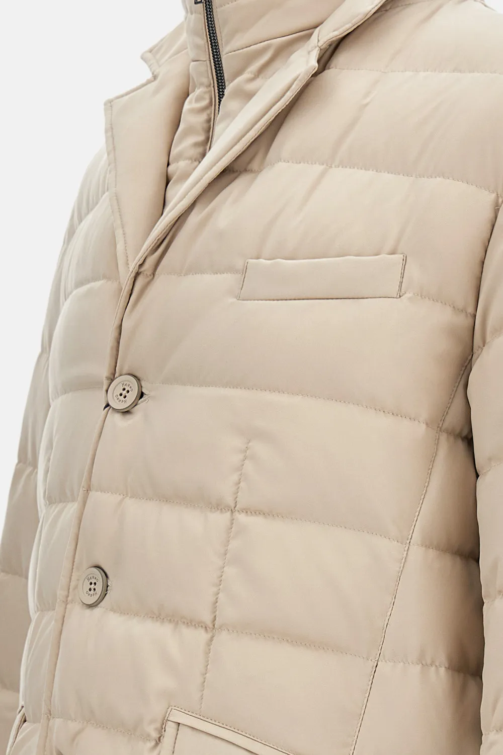 Quilted Long-Sleeved Down Jacket
