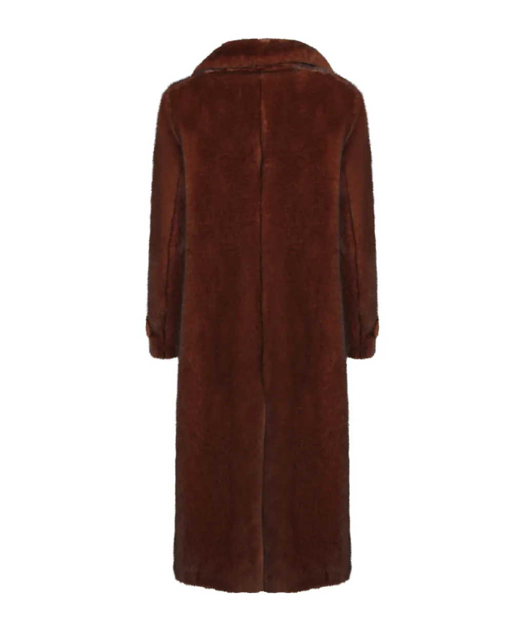 Button-Fastening Faux-Fur Coat