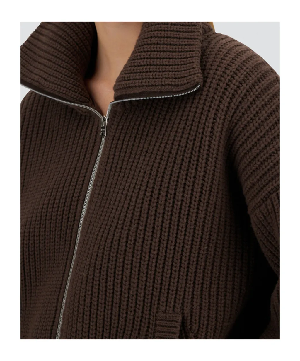 Ribbed Zip-Up Cardigan
