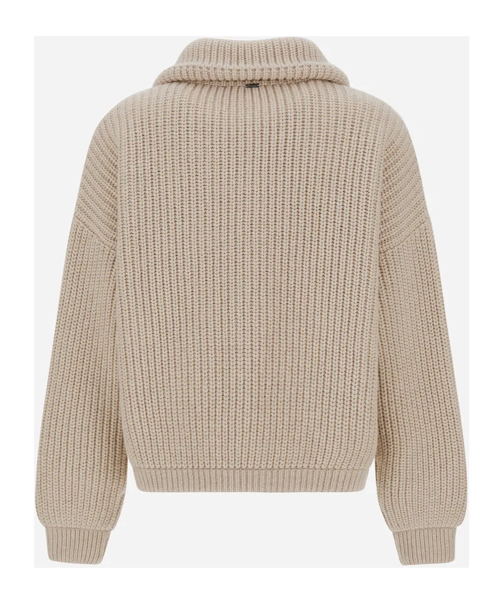 Collar Zipped Knit Cardigan