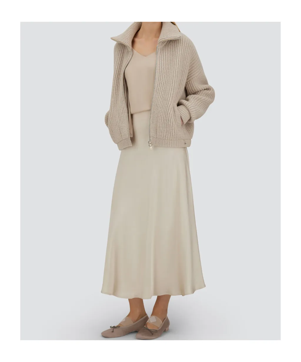 Collar Zipped Knit Cardigan